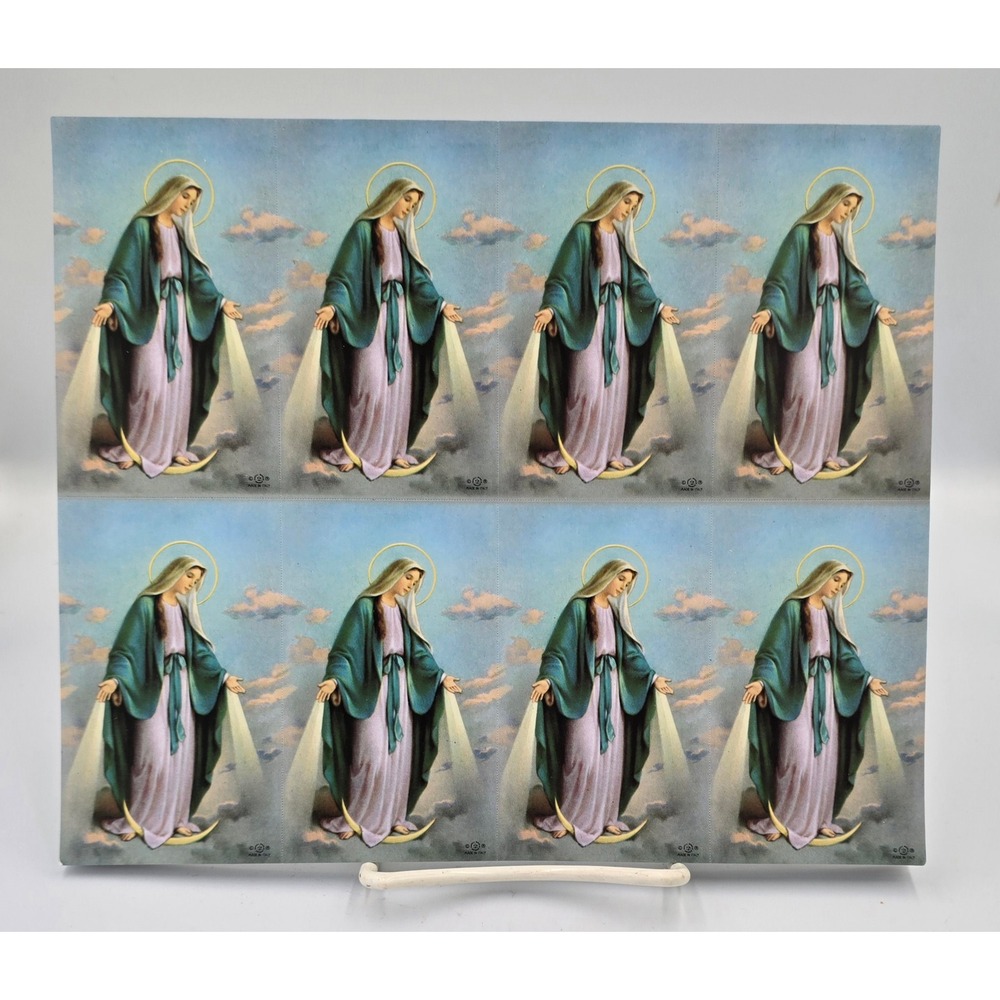 Italian Virgin Mary Holy Cards 8-Up Sheets Our Lady of Grace Lithograph 30 ct.